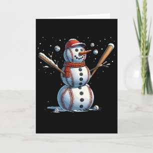 Carte Bonhomme de neige Baseball Noël Hiver
