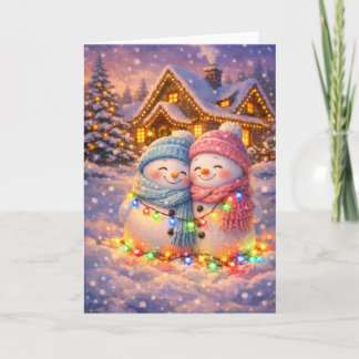 Carte Bonhomme de neige couple