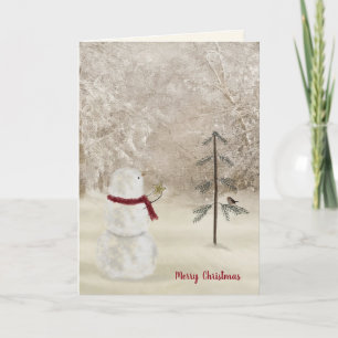 Carte bonhomme de neige de Noël avec étoile d'or