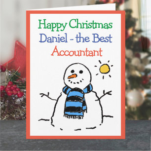 Carte Bonhomme de neige Design Joyeux Noël à un comptabl