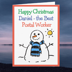Carte Bonhomme de neige Design Joyeux Noël Employé des p