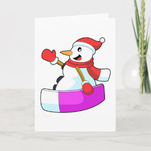 Carte Bonhomme de neige en snowboardeur avec Sonowboard.