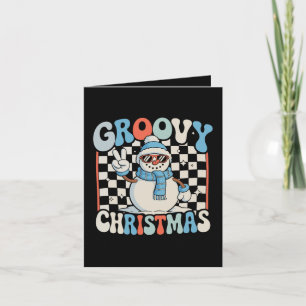 Carte Bonhomme de neige funky à carreaux Noël Xmas enfan