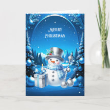 Bonhomme de neige joyeux dans des vacances de forê