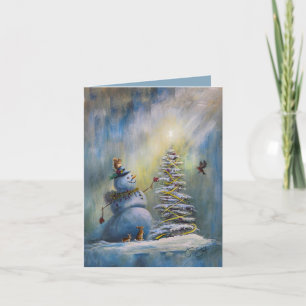 Carte Bonhomme de neige joyeux - peint à la main