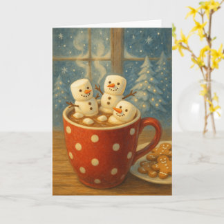 Carte Bonhommes de neige au cacao cosy