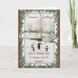 Carte Bonhommes de neige charmants paysage hivernal sere