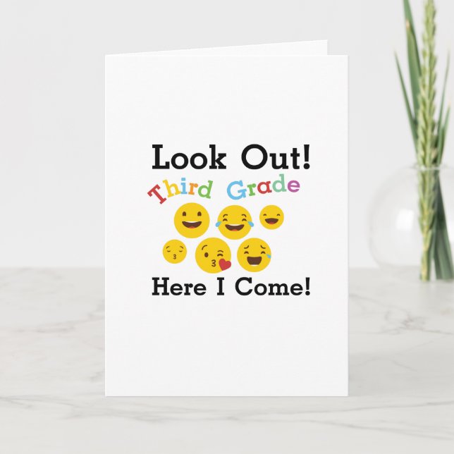 Carte Bonjour 3e année Emoji Dons Drôle (Devant)