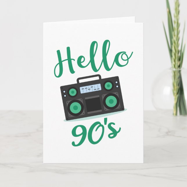 Carte Bonjour 90s radio cassette enregistreur (Devant)