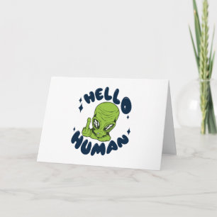 Carte Bonjour Alien drôle humain