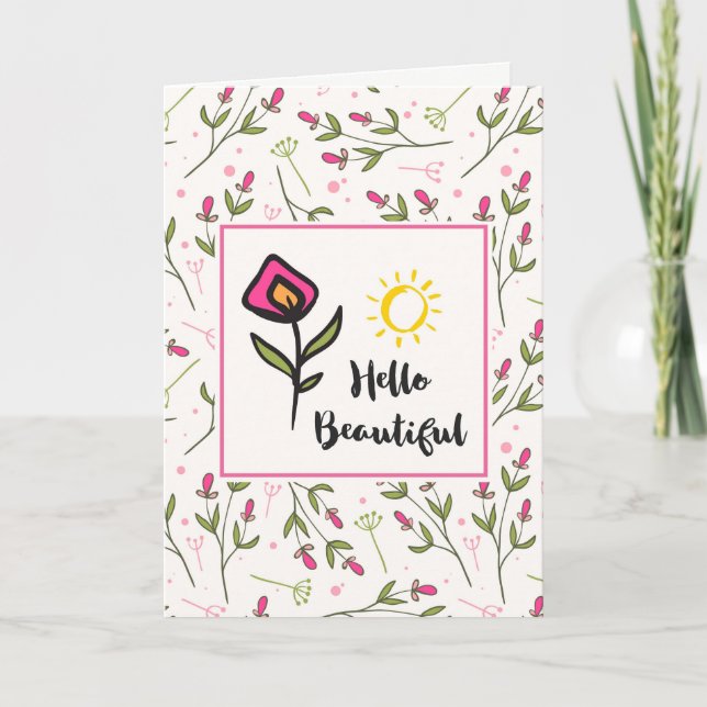 Carte Bonjour beau joli Wildlflowers et Sun (Devant)