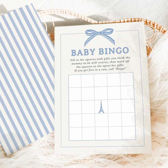 Carte Bonjour Bébé Blue Paris Baby Bingo Game Card (Créateur téléchargé)