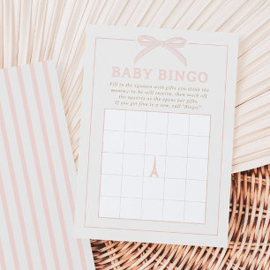 Carte Bonjour Bébé Pink Paris Baby Bingo Game Card