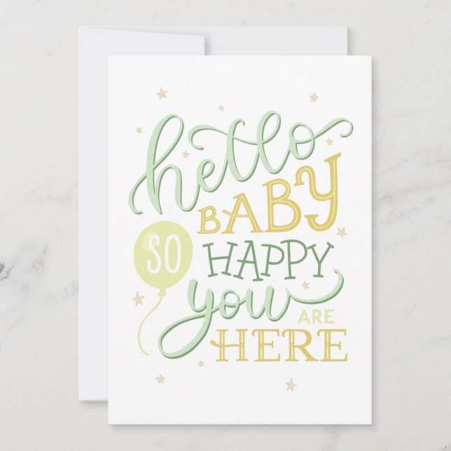 Carte Bonjour bébé si heureux que vous soyez ici. Nouvel (Devant)
