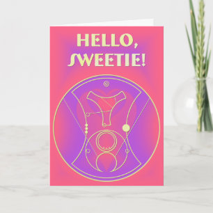 Carte : Bonjour, bonbon ! Coeurs de rose et de