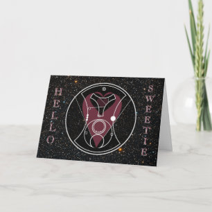Carte : Bonjour, bonbon ! Coeurs et étoiles