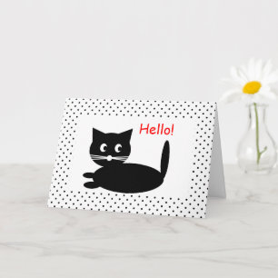 Carte Bonjour Chat noir