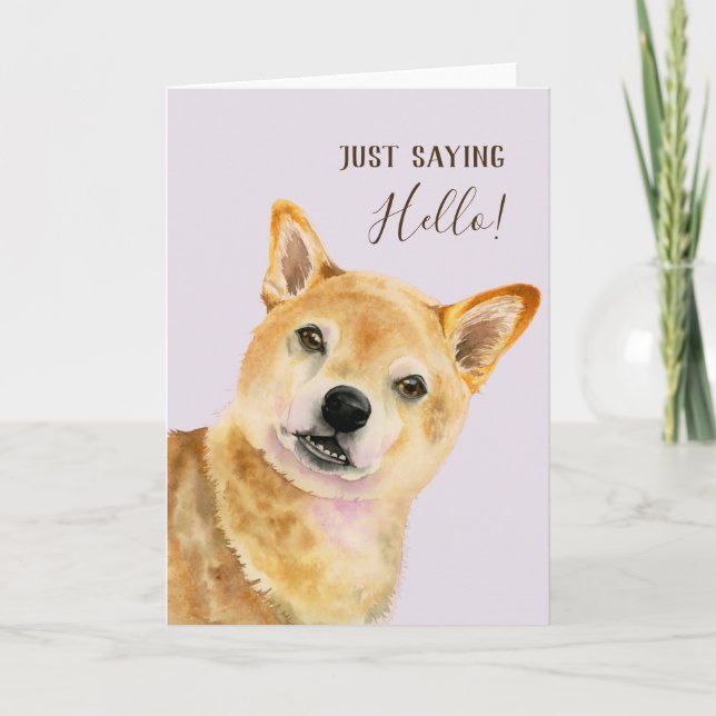 Carte Bonjour  | Chien mignon Shiba Inu (Devant)