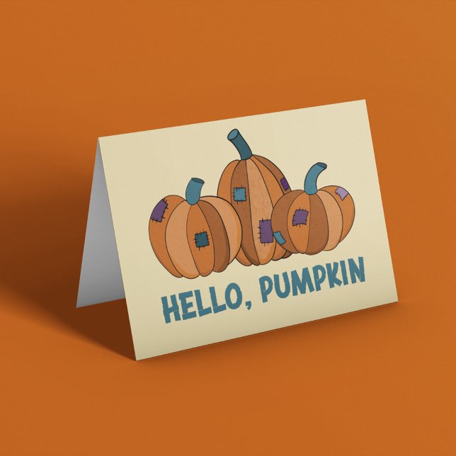 Carte Bonjour, Citrouille Blank Automne Citrouilles d'au (Créateur téléchargé)