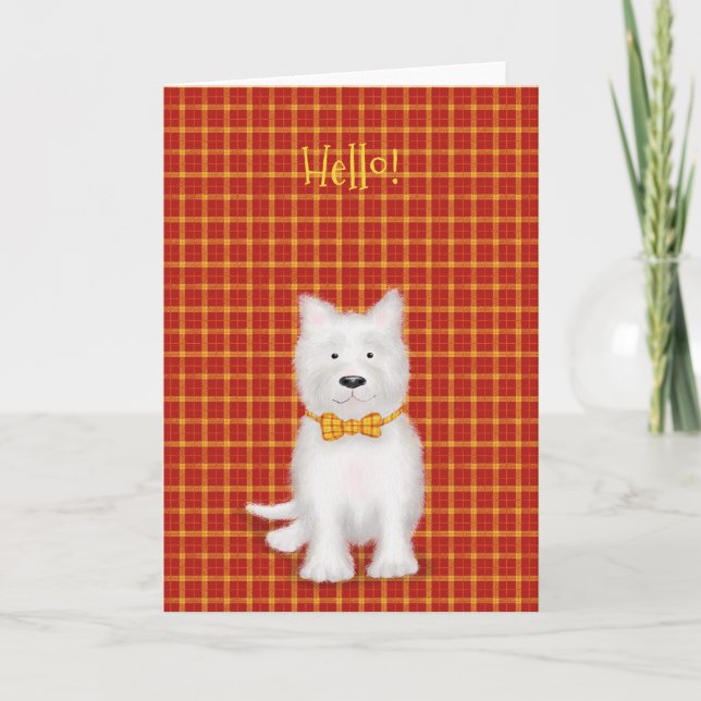 Carte "bonjour" du Terrier du Corbeau West Highlan (Devant)