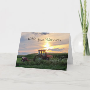 Carte Bonjour du Tracteur agricole du Wisconsin au couch