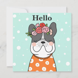Carte Bonjour Français Bulldog Greeting Card