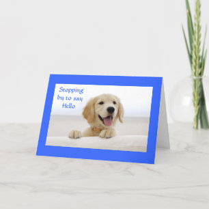 Carte Bonjour Golden Retriever Puppy Grey Card