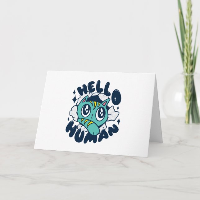 Carte Bonjour homme Cute Cat (Devant)