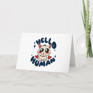 Carte Bonjour homme Cute Cat