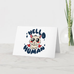 Carte Bonjour homme Cute Cat