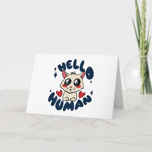 Carte Bonjour homme Cute Cat (Devant)