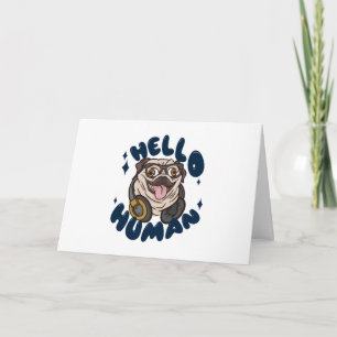 Carte Bonjour homme migre chien