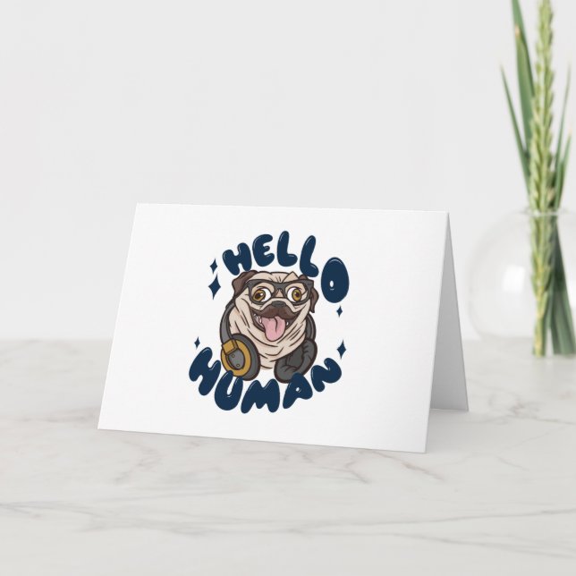 Carte Bonjour homme migre chien (Devant)