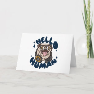 Carte Bonjour homme migre chien