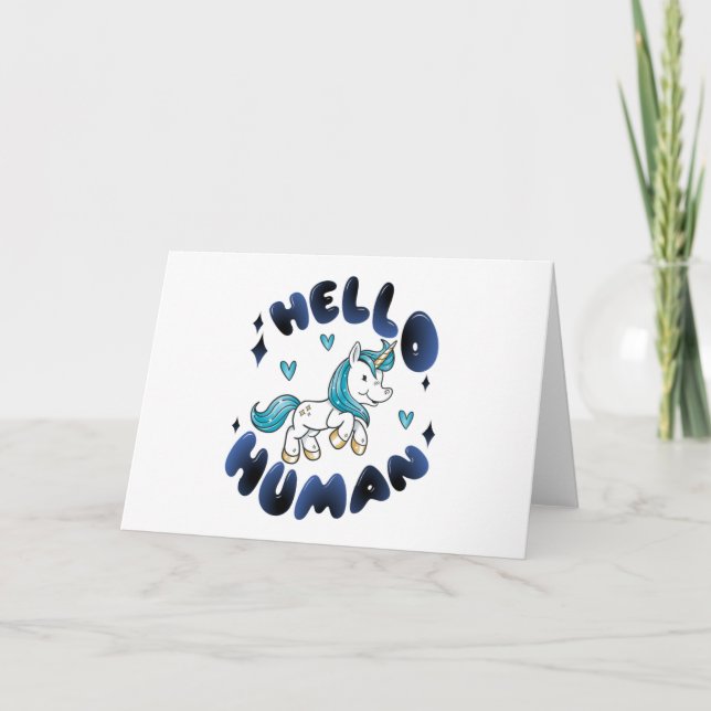 Carte Bonjour humain Lovely Unicorn (Devant)