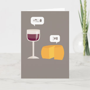 Carte Bonjour Je T'Aime Vin & Fromage Silly Love Card