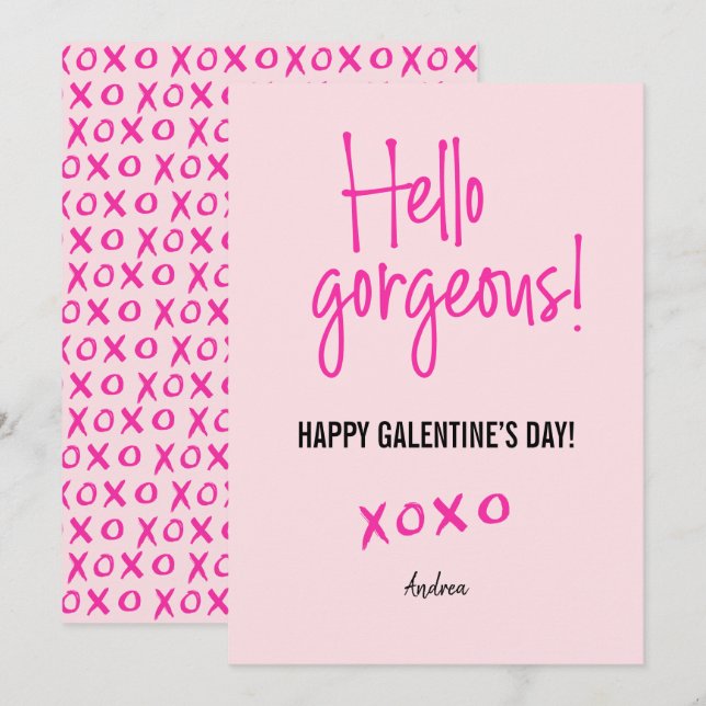 Carte Bonjour magnifique Valentine's Day Xoxo rose Card (Devant / Derrière)