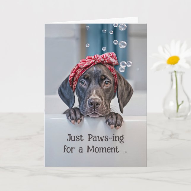 Carte Bonjour mignonne pointeur allemand Shorthair dans  (Petite plante)