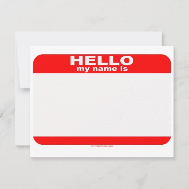 Carte Bonjour mon nom est BLANK (Devant)