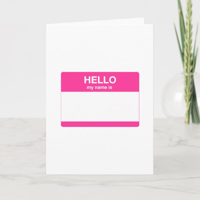 Carte Bonjour, mon nom est étiquette (Devant)