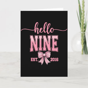 Carte Bonjour Nine Est 2016 Mignon Coquette Nœud 9e Anni