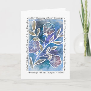 Carte Bonjour Penser de vous Fleurs sur l'encre d'alcool