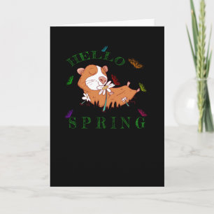 Carte Bonjour Printemps Hamster Papillon Guinée Coton de