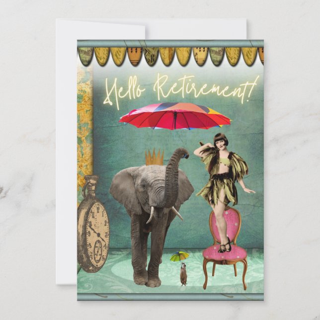 Carte Bonjour Retraite Fun et Funky Flat Card (Devant)
