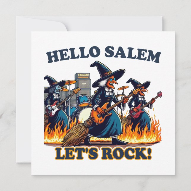 Carte Bonjour Salem Massachusetts Witch Rock Band (Dos)