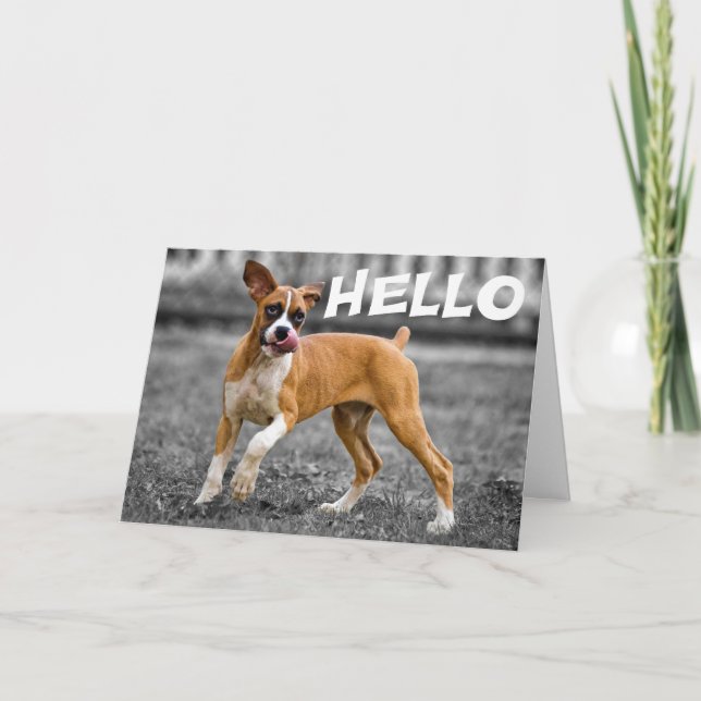 Carte Bonjour / Salut Boxer Chien Chien Chien Chien Chie (Devant)