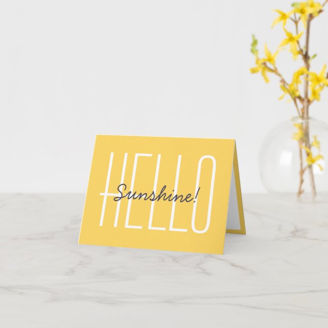 Carte Bonjour Sunshine Cute Happy Yellow Typography Note (Fleur jaune)
