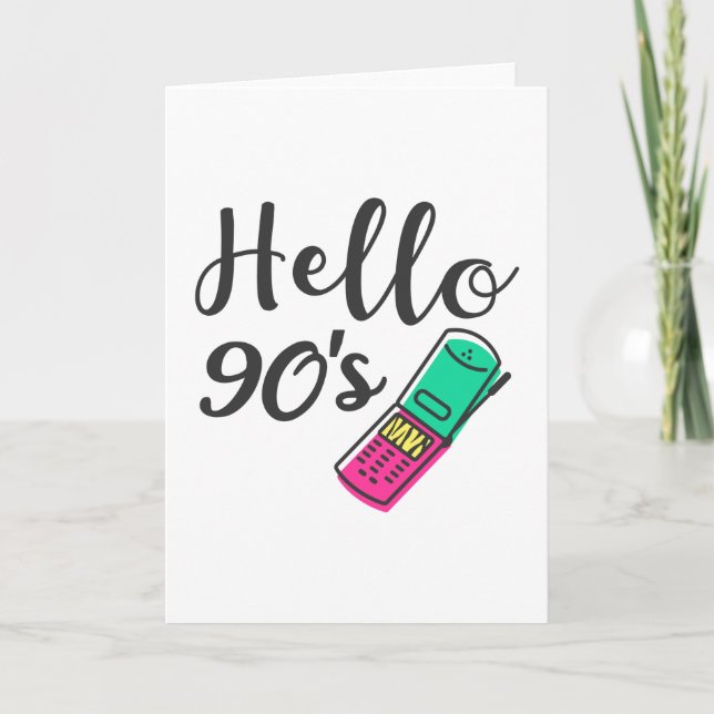 Carte Bonjour téléphone portable des années 90 (Devant)