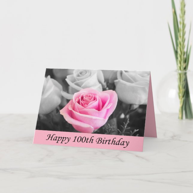 Carte Bonne 100e anniversaire de la photographie Rose (Devant)
