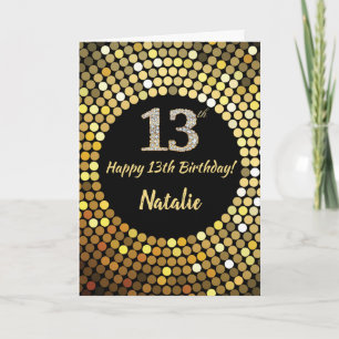 Carte Bonne 13e anniversaire Black and Gold Parties scin